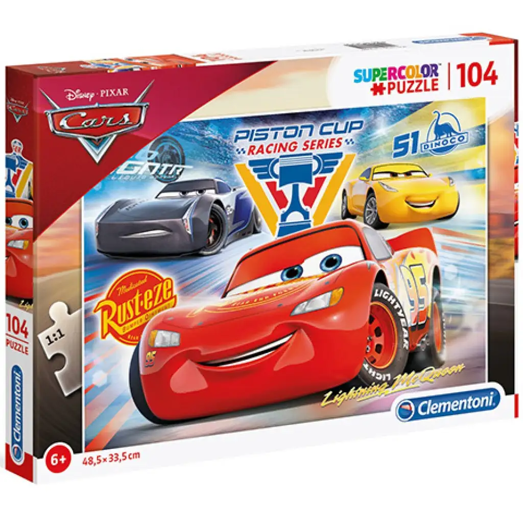 imagen de Cars 3 Copa de Radiador Supercolor puzzle de 104 piezas - Clementoni 1
