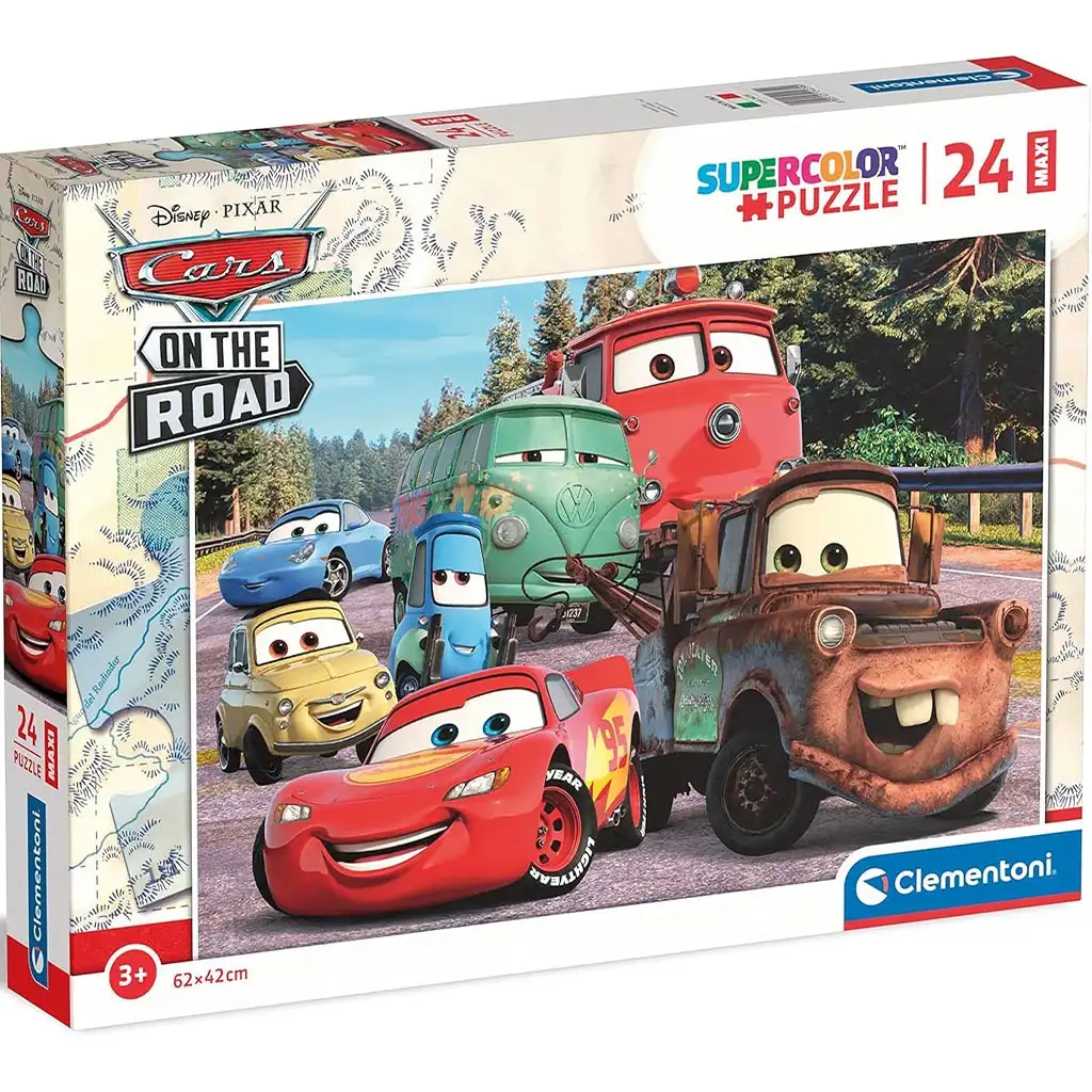 imagen de Cars En la carretera rompecabezas maxi supercolor de 24 piezas - Clementoni 1