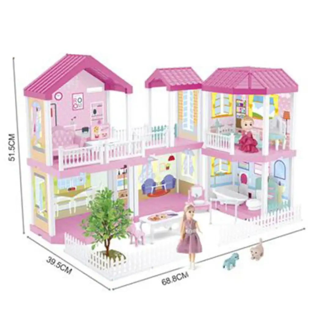 imagen de Casa de ensueño juego de muebles con muñecas 68x51x39cm 2