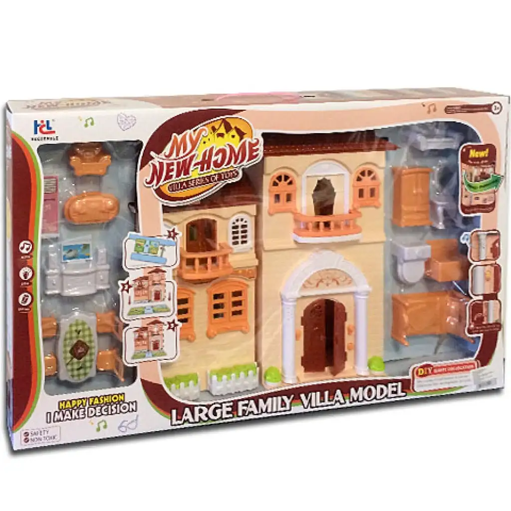 imagen de Casa de muñecas con muebles, luz y sonido 33x32cm 1