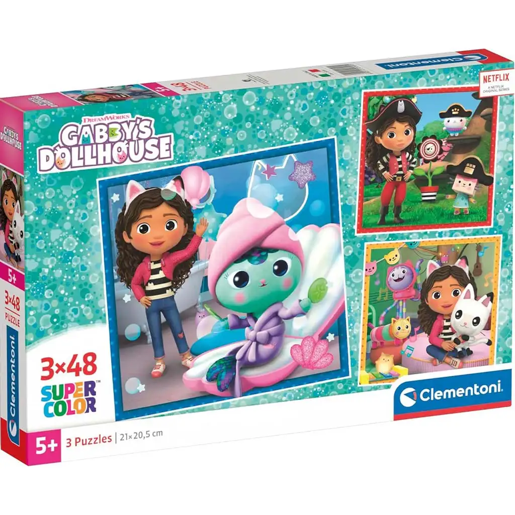imagen de Casa de muñecas Gabi: Puzzle Supercolor de 3x48 piezas - Clementoni 1
