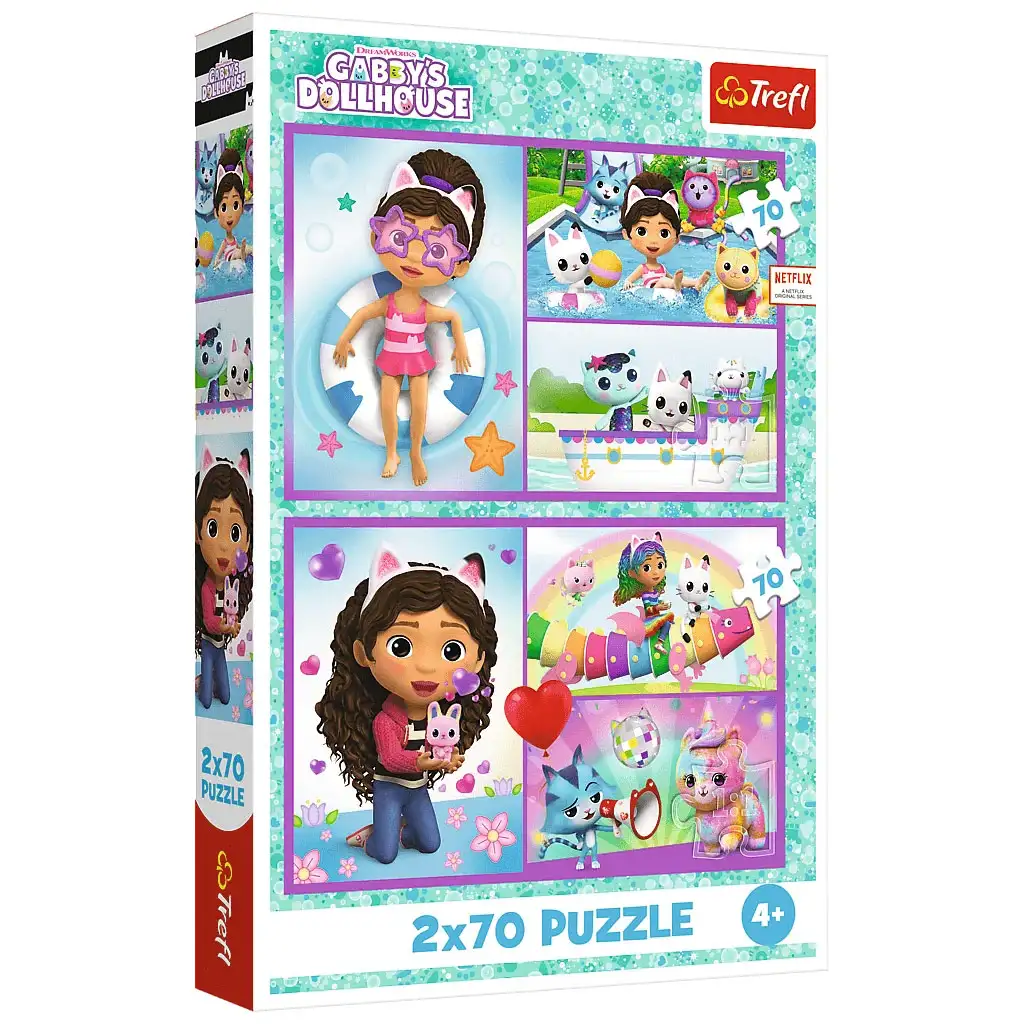 imagen de Casa de muñecas Gabi un día de juego puzzle de 2x70 piezas - Trefl 1