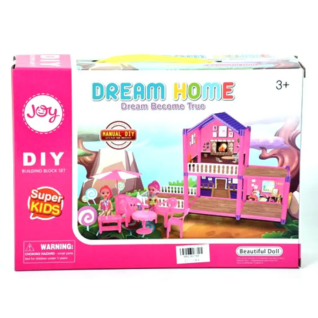 imagen de Casa de muñecas rosa Dream Home construible con accesorios 1