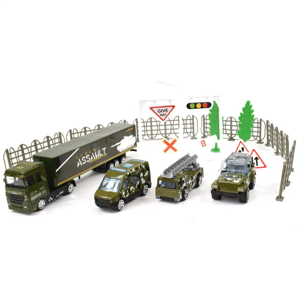 imagen de Chariot Die-Cast: Conjunto de vehículos militares de metal con accesorios en dos versiones 3
