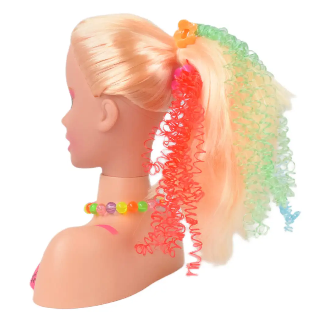 imagen de Chica de moda: Cabeza de muñeca peinable y maquillable con paleta de maquillaje y accesorios de 21 cm 3