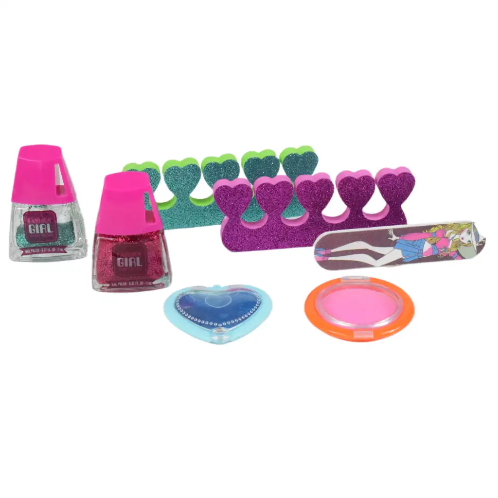 imagen de Chica de moda: Set de maquillaje con tiza para el cabello, cosméticos y esponjas separadoras de dedos 2
