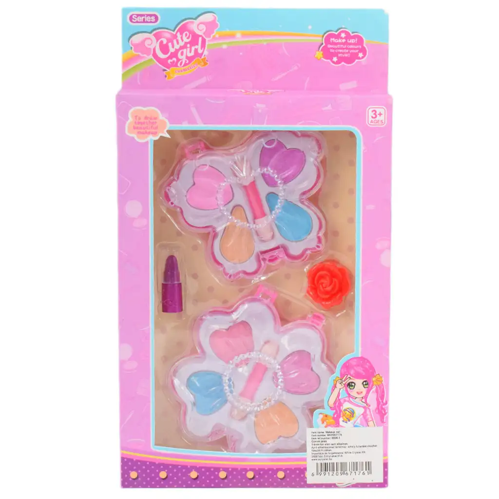imagen de Chica Linda: Set de maquillaje con paleta en forma de flor y mariposa y accesorios 5