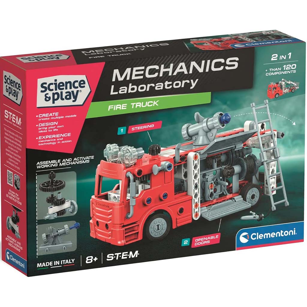 imagen de Ciencia y Juego: Taller Mecánico - Kit de Construcción de Camión de Bomberos - Clementoni 1