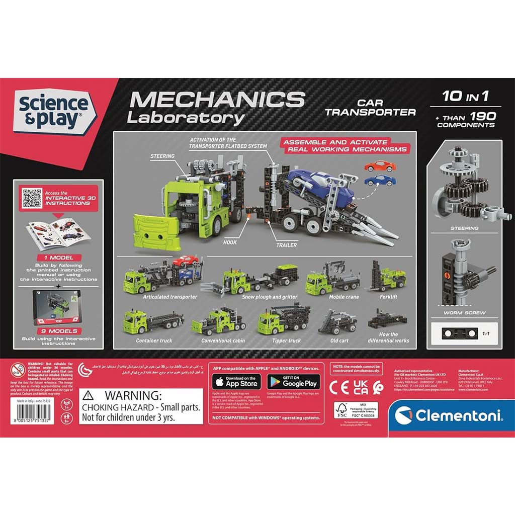 imagen de Ciencia y Juego: Taller Mecánico - Kit de Construcción de Transporte de Autos de Dos Niveles - Clementoni 2