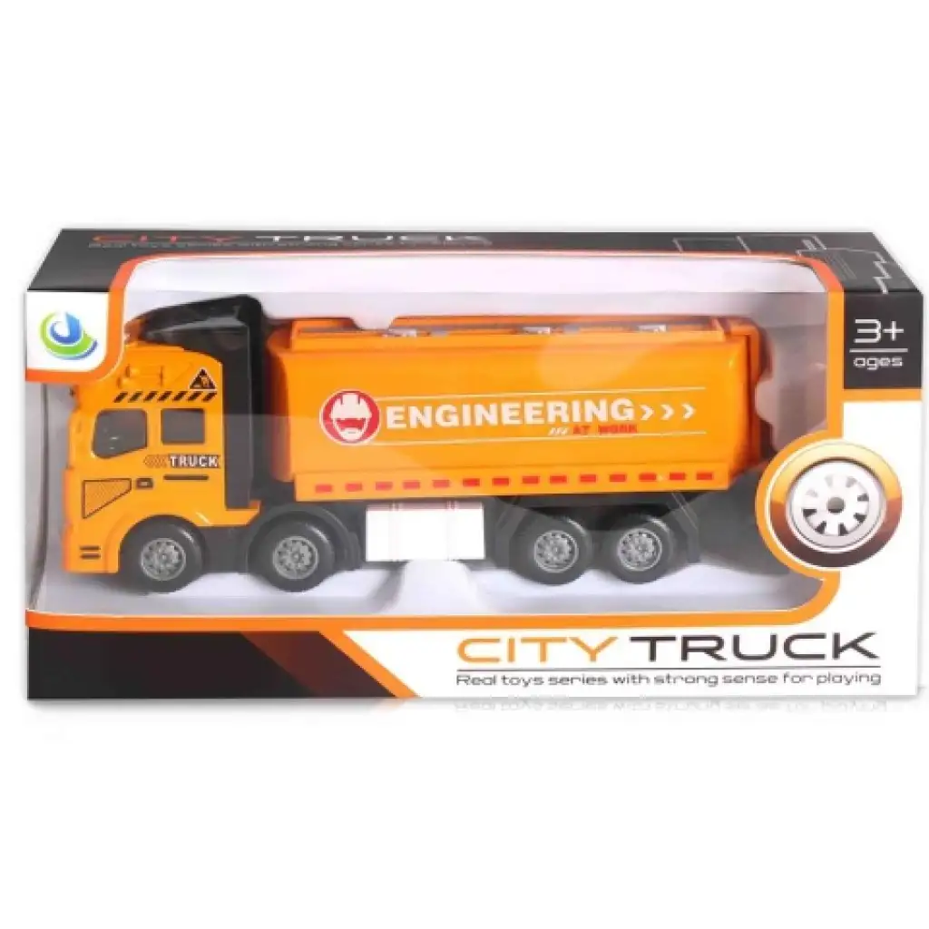 imagen de City Truck: Modelo de camión de carga de cuatro ejes de metal con estructura de tanque - con luz y sonido 1