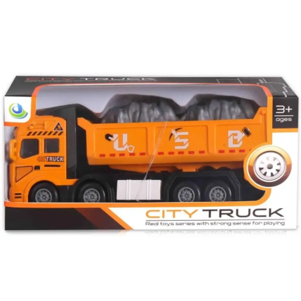 imagen de City Truck: Modelo de camión de metal de cuatro ejes con volquete - con luz y sonido 1