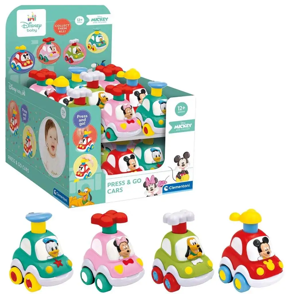 imagen de Clementoni Baby: Press&Go cochecito con figura de personaje de Disney en cuatro versiones 1ud 3