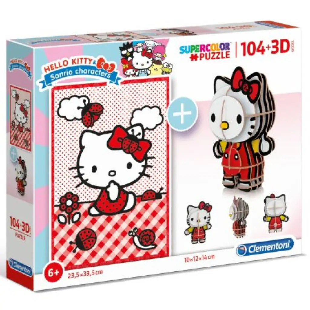 imagen de Clementoni: Hello Kitty 2 en 1 104 piezas rompecabezas y figura modelo 1