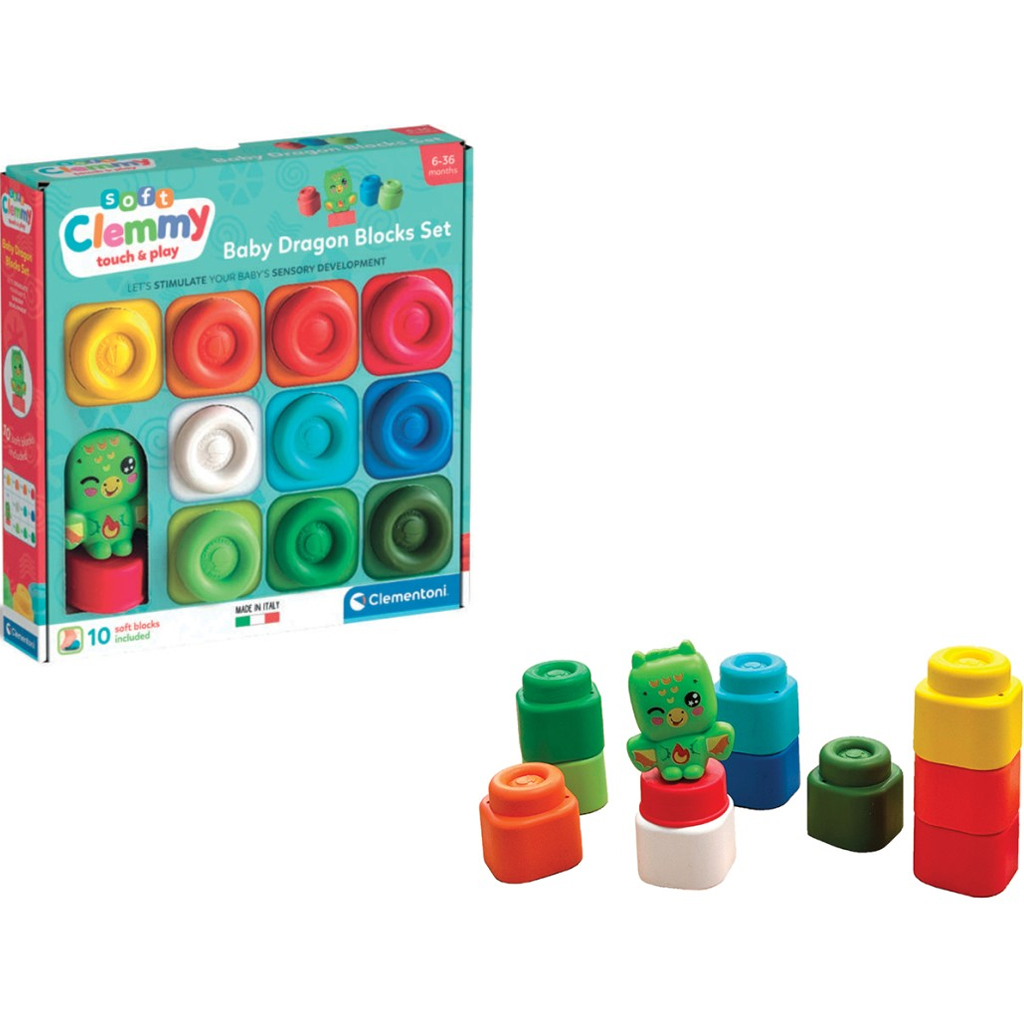 imagen de Clemmy: Bloques de construcción suaves y coloridos con figura de dragón, set de 10 piezas - Clementoni 1