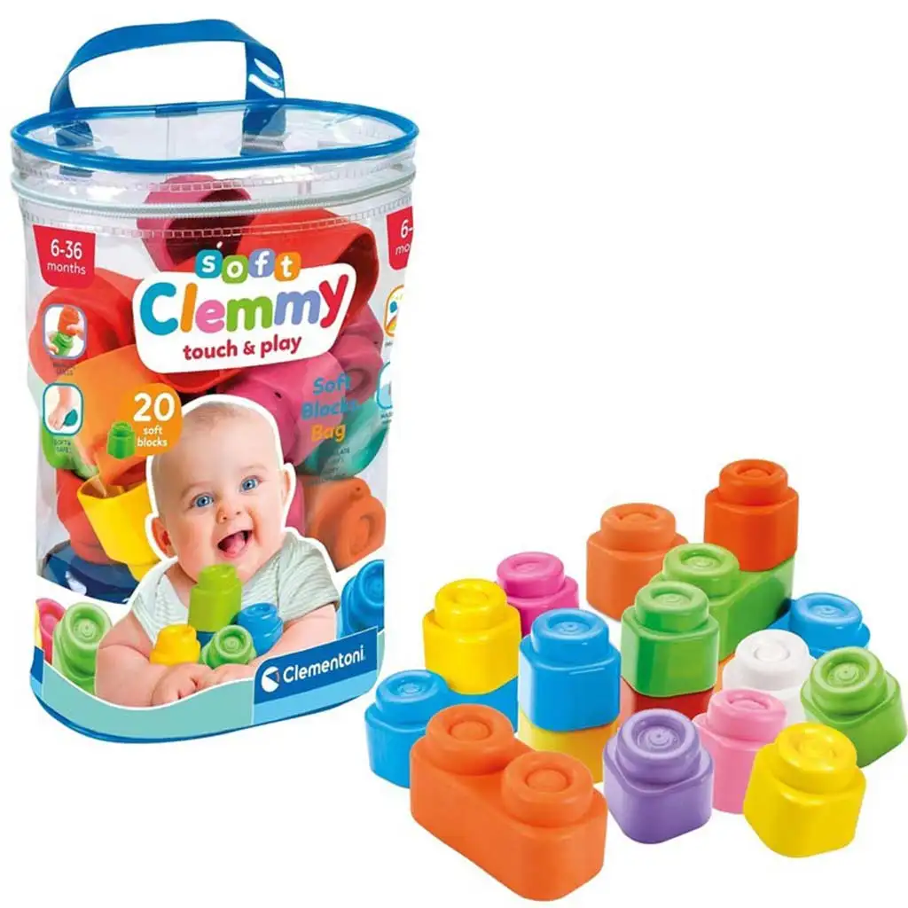 imagen de Clemmy: Bloques de construcción suaves y coloridos para bebés, set de 20 piezas - Clementoni 1