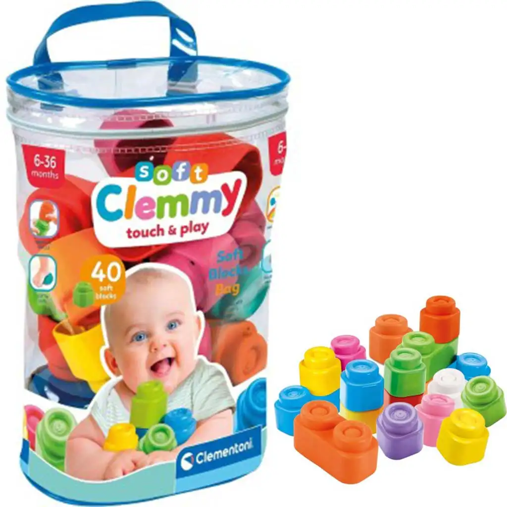 imagen de Clemmy: Bloques de construcción suaves y coloridos para bebés, set de 40 piezas - Clementoni 1