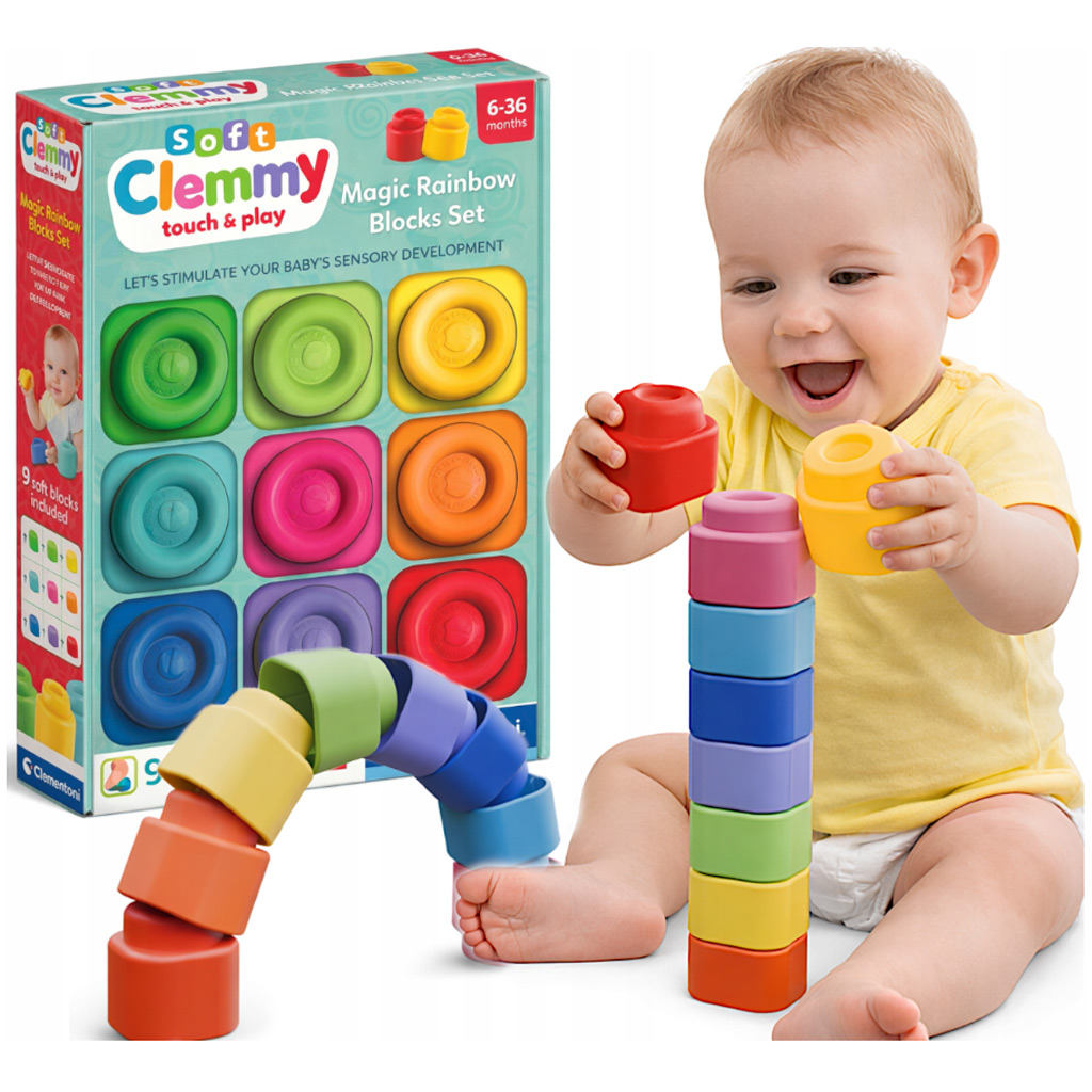 imagen de Clemmy: Colores del arcoíris juego de bloques suaves de 9 piezas - Clementoni 2