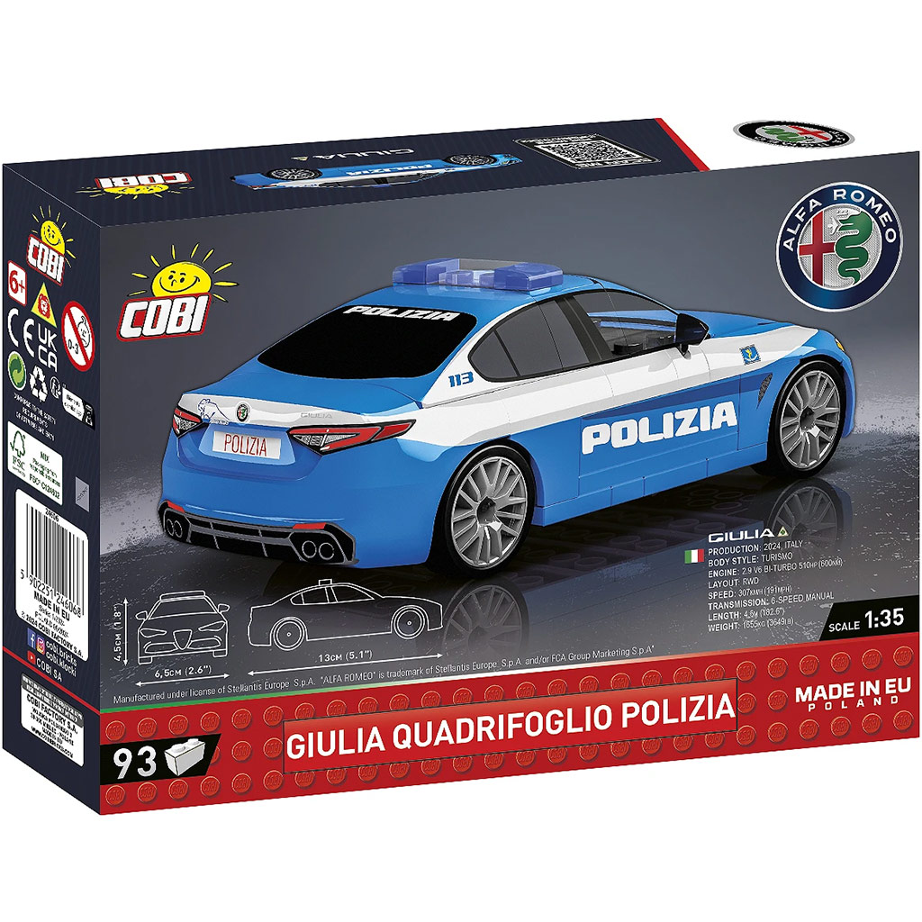 imagen de COBI: Alfa Romeo Giulia Quadrifoglio coche de policía juguete de construcción (24606) 3