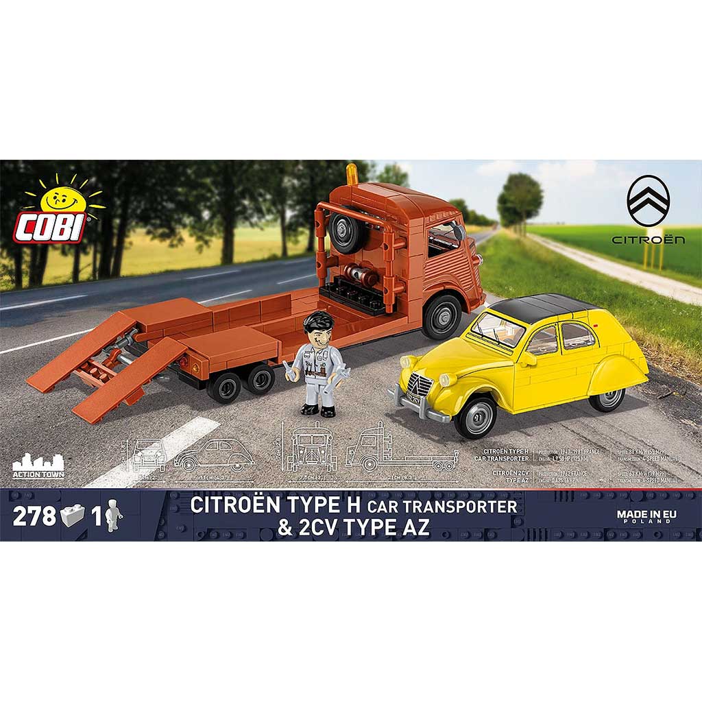 imagen de COBI: Transportador de coches Citroen Type H & juguete de construcción 2CV Type AZ (24627) 2