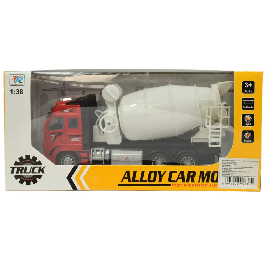 imagen de Coche de aleación: Camión mezclador de cemento con luz y sonido en dos versiones 19cm 1ud 11