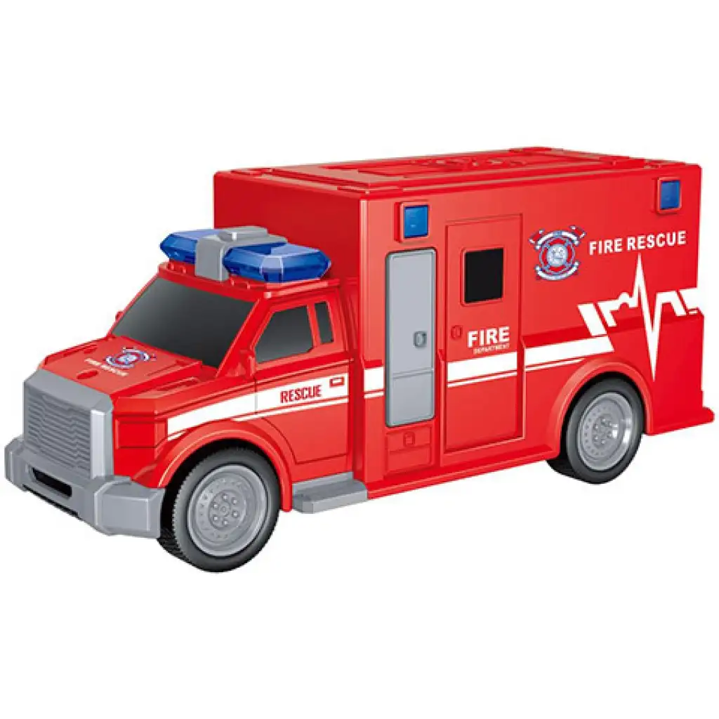 imagen de Coche de bomberos City Rescue con tracción a rueda libre y luces y sonidos 2