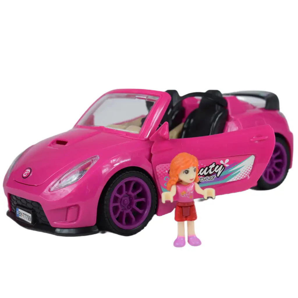 imagen de Coche Deportivo de Moda: Set de coche deportivo rosa con luz y sonido, helicóptero 3