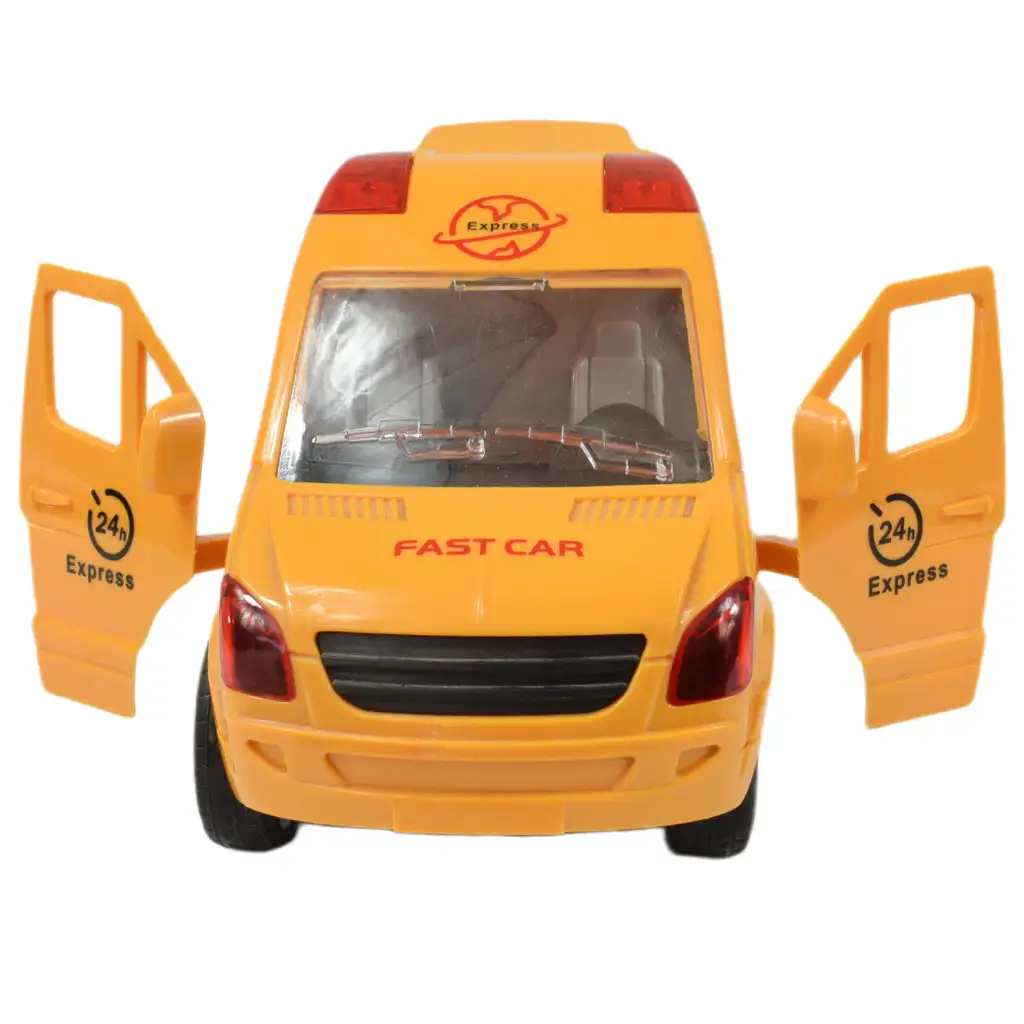 imagen de Coche especial: Camión de mensajería amarillo con luz y sonido, función de fricción 24cm 7