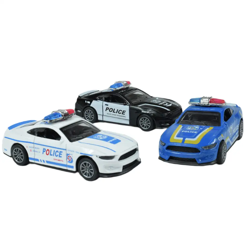 imagen de Coches de Policía: Coche de policía de metal con ruedas de fricción en varias versiones 11cm 1ud 11