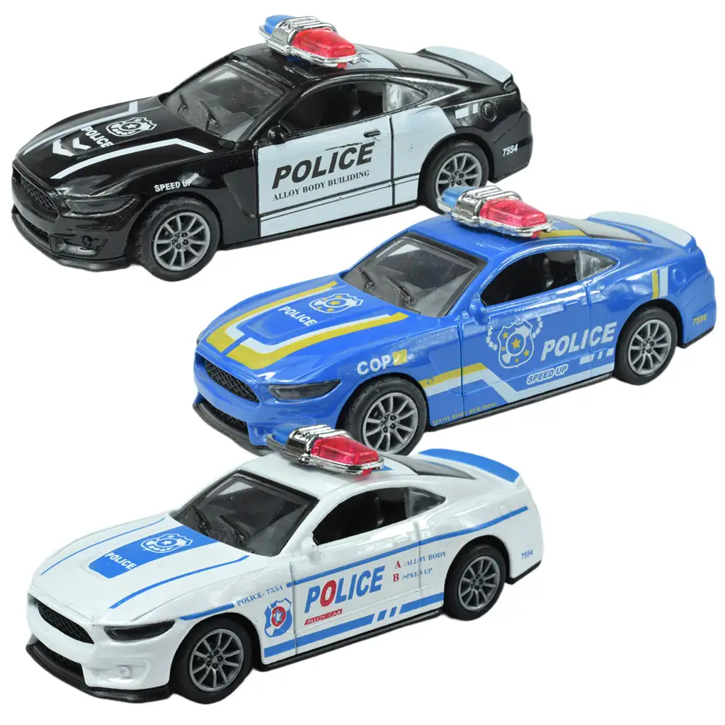 imagen de Coches de Policía: Coche de policía de metal con ruedas de fricción en varias versiones 11cm 1ud 1