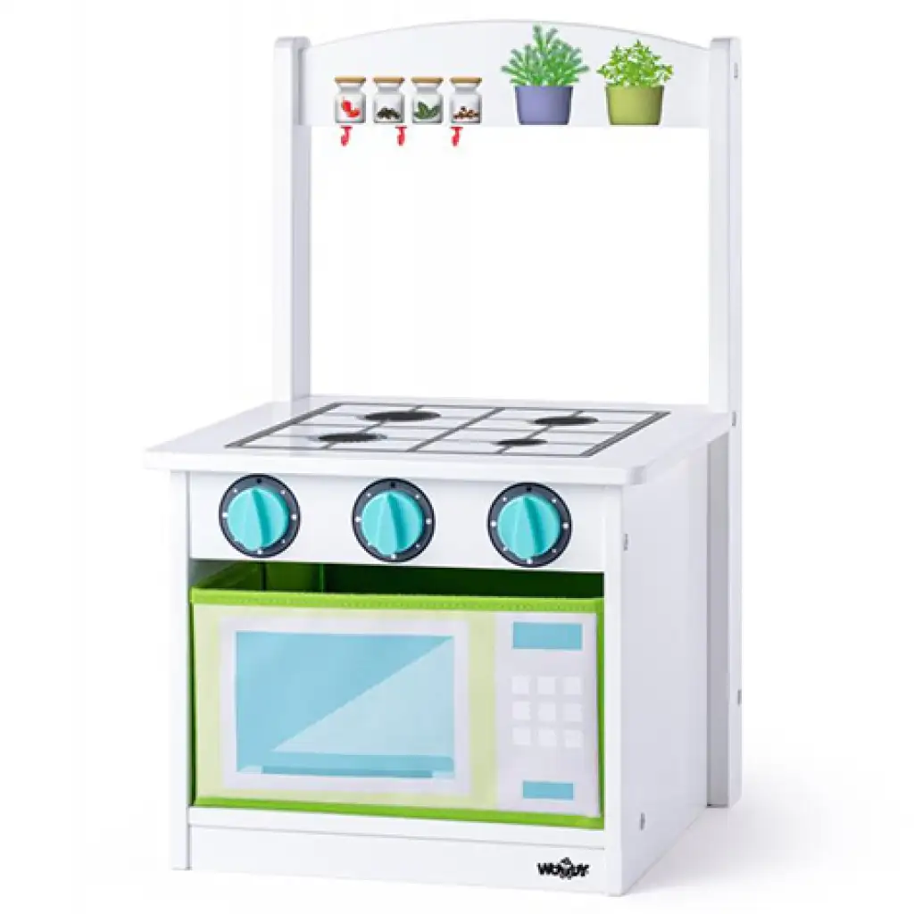 imagen de Cocina de juguete de madera y silla pequeña 2 en 1 - Woodyland 1