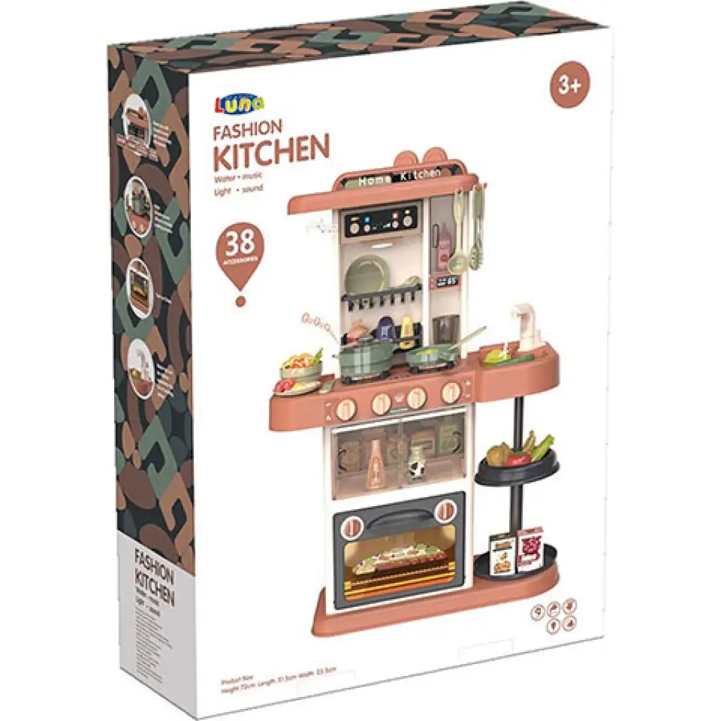 imagen de Cocina de juguete Fashion con luz y sonido set de 38 piezas en dos colores 2