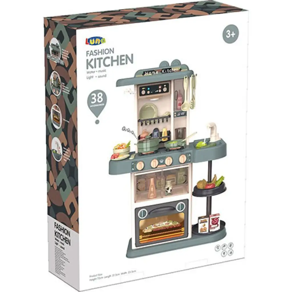 imagen de Cocina de juguete Fashion con luz y sonido set de 38 piezas en dos colores 1