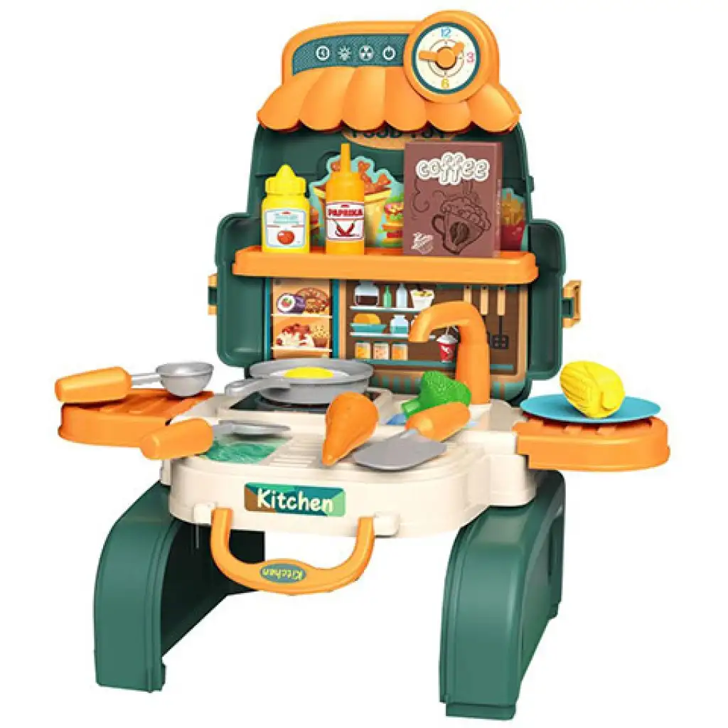 imagen de Cocina de juguete mochila almacenamiento 3 en 1 21 piezas 2