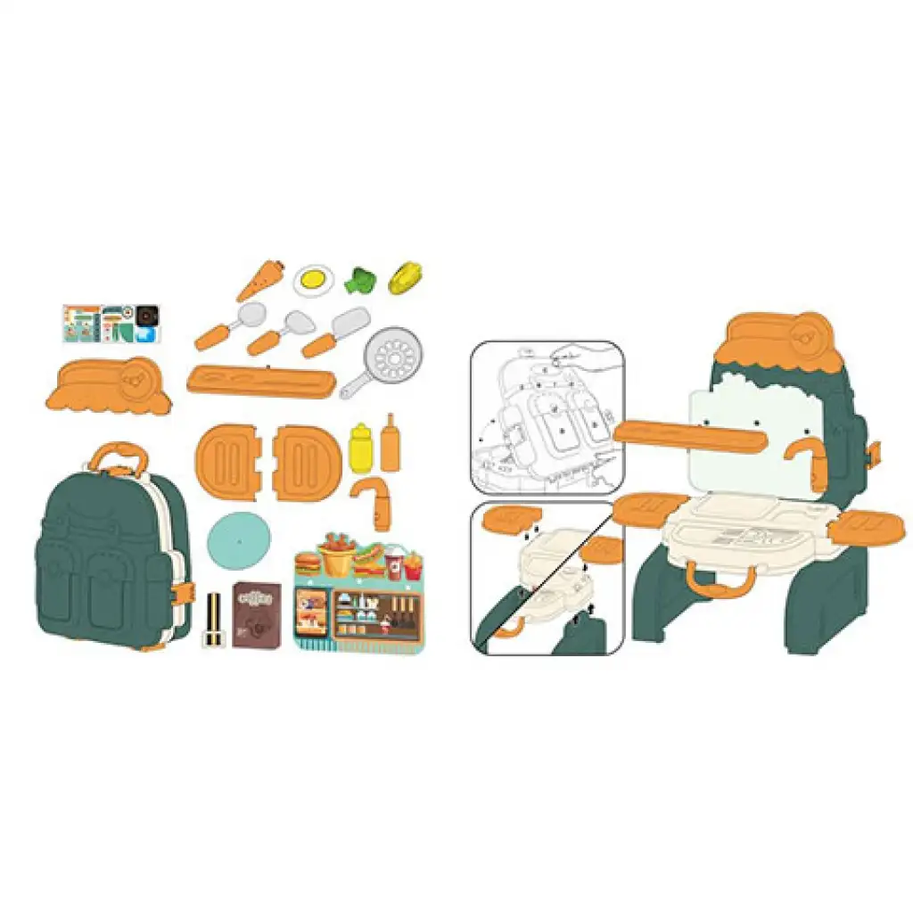 imagen de Cocina de juguete mochila almacenamiento 3 en 1 21 piezas 3
