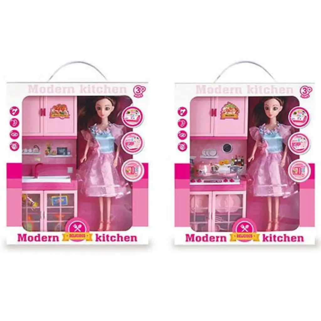 imagen de Cocina rosa con muñeca, con luz y sonido en dos versiones 1