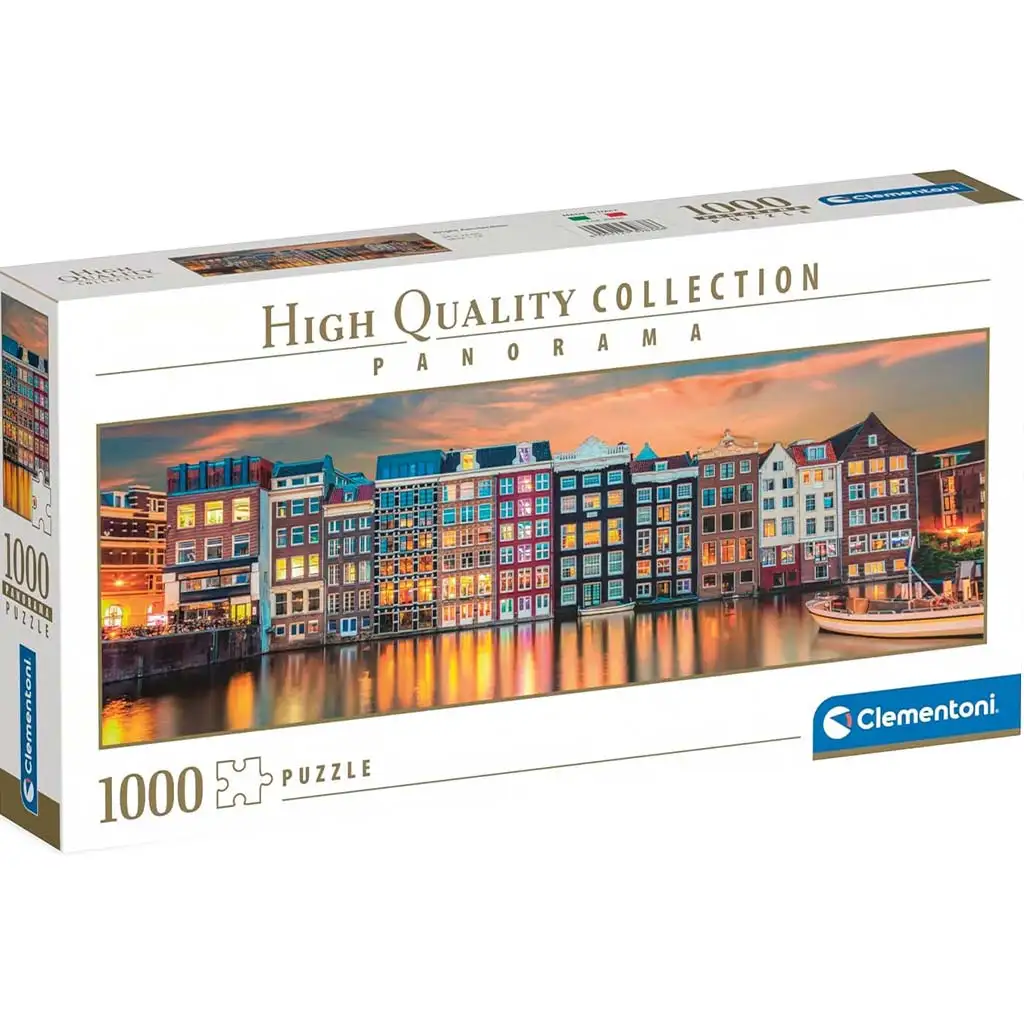 imagen de Colorido rompecabezas panorámico de Ámsterdam HQC de 1000 piezas - Clementoni 1