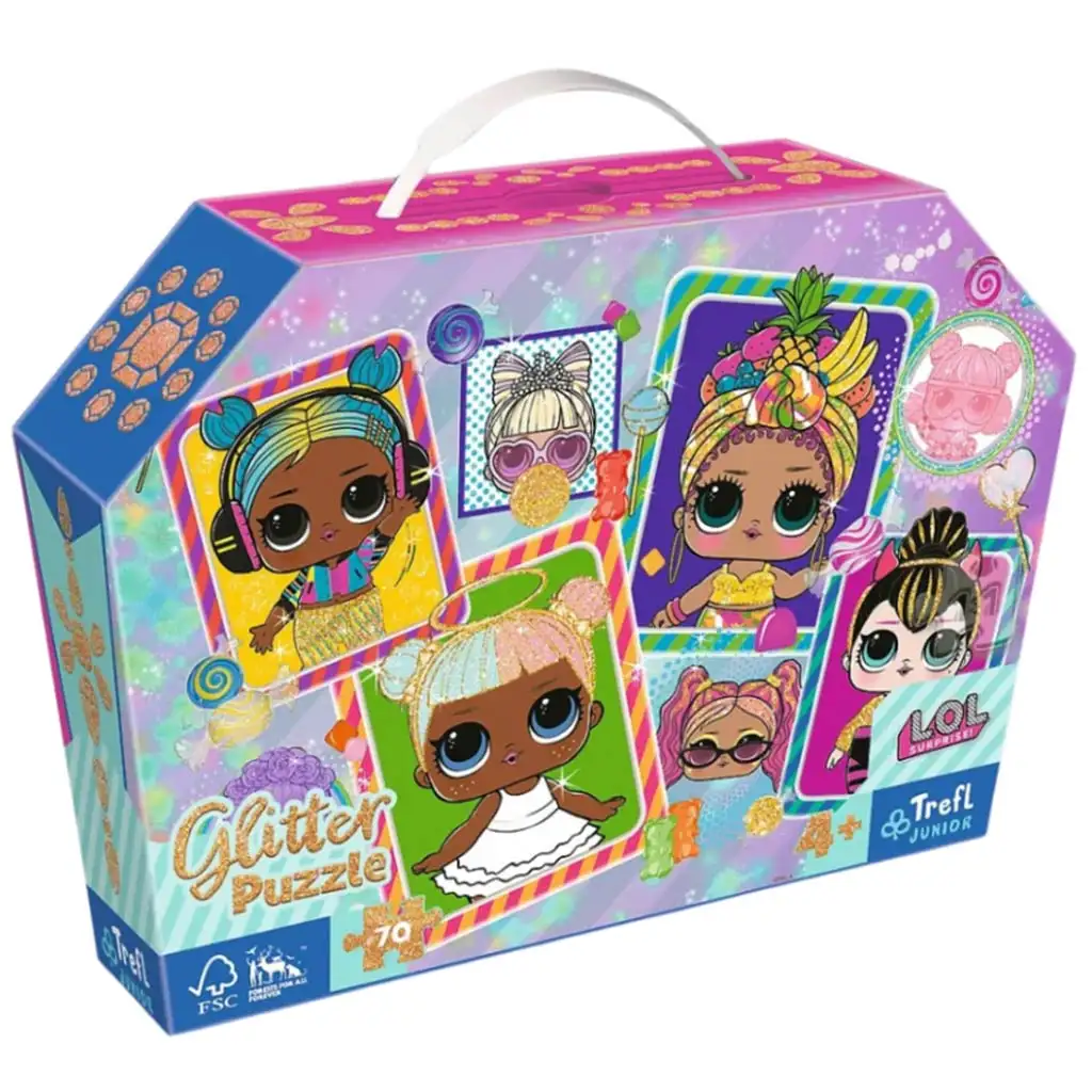 imagen de Coloridos L.O.L muñecos 70 piezas glitter puzzle - Trefl 1