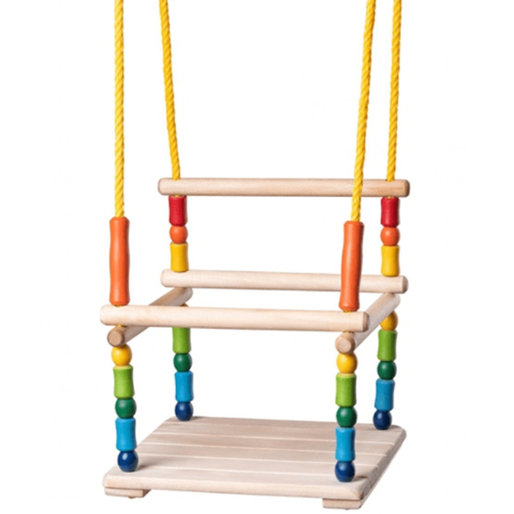 imagen de Columpio de madera colorido con respaldo - Woodyland 1