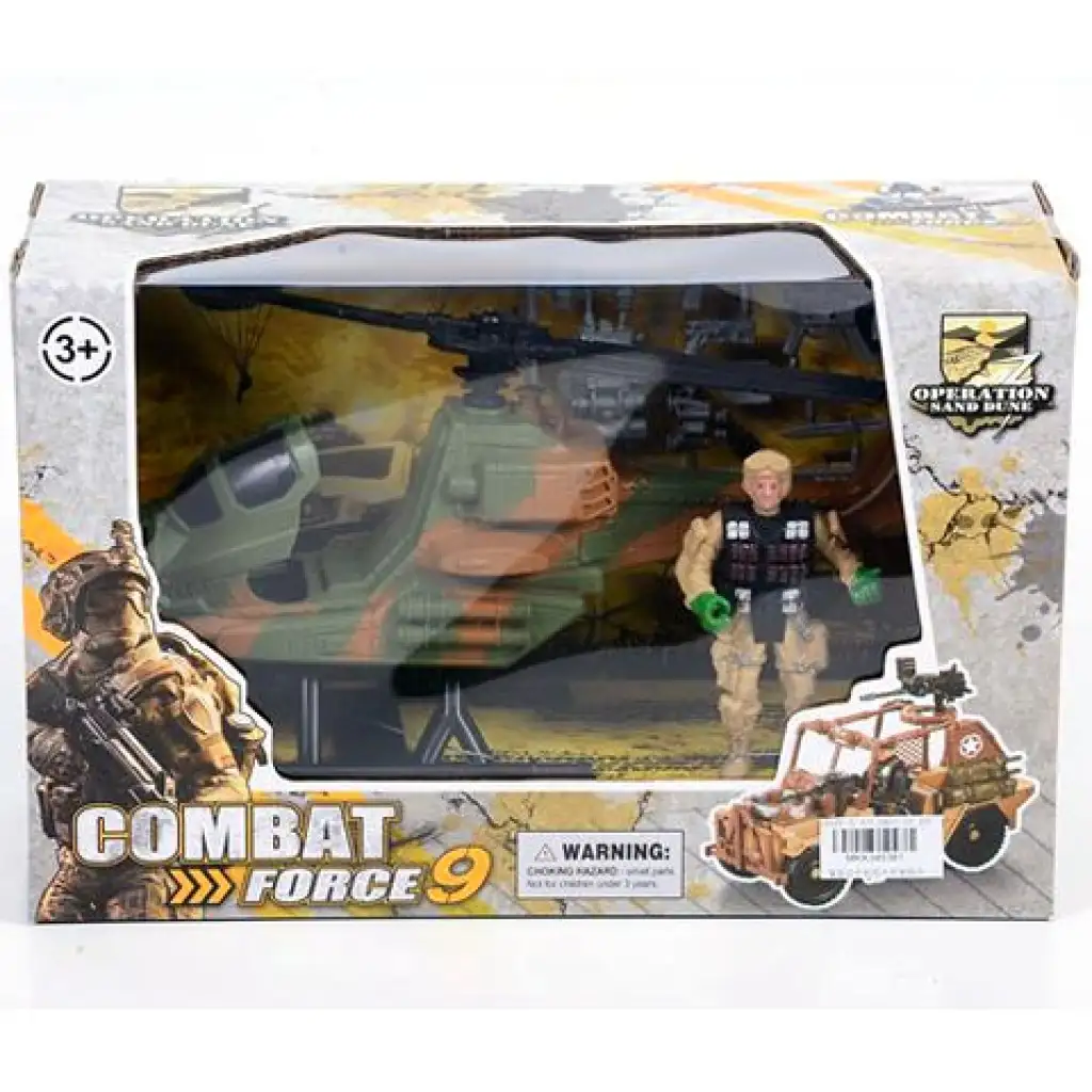 imagen de Combat Force 9 Helicóptero de reconocimiento con figura de acción 1