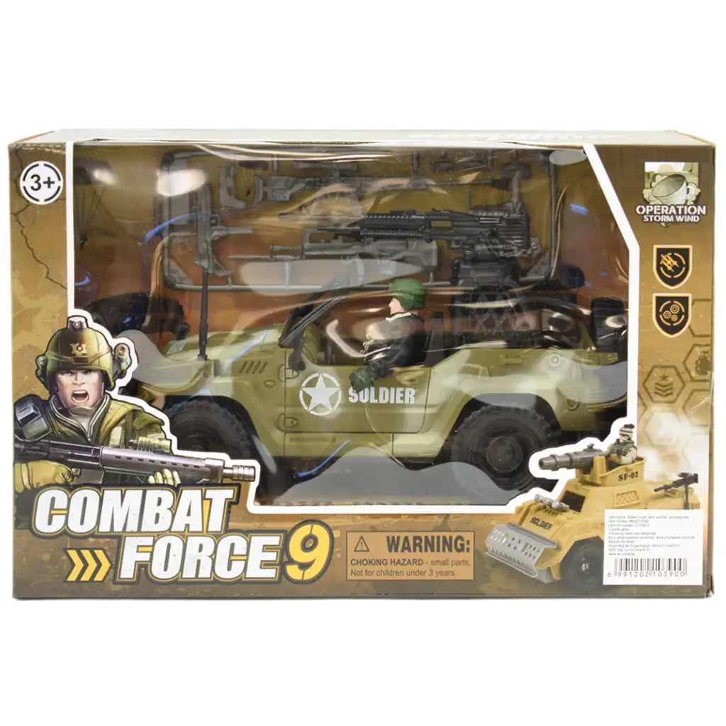 imagen de Combat Force 9: Vehículo militar todoterreno con soldado y armas 22cm 6