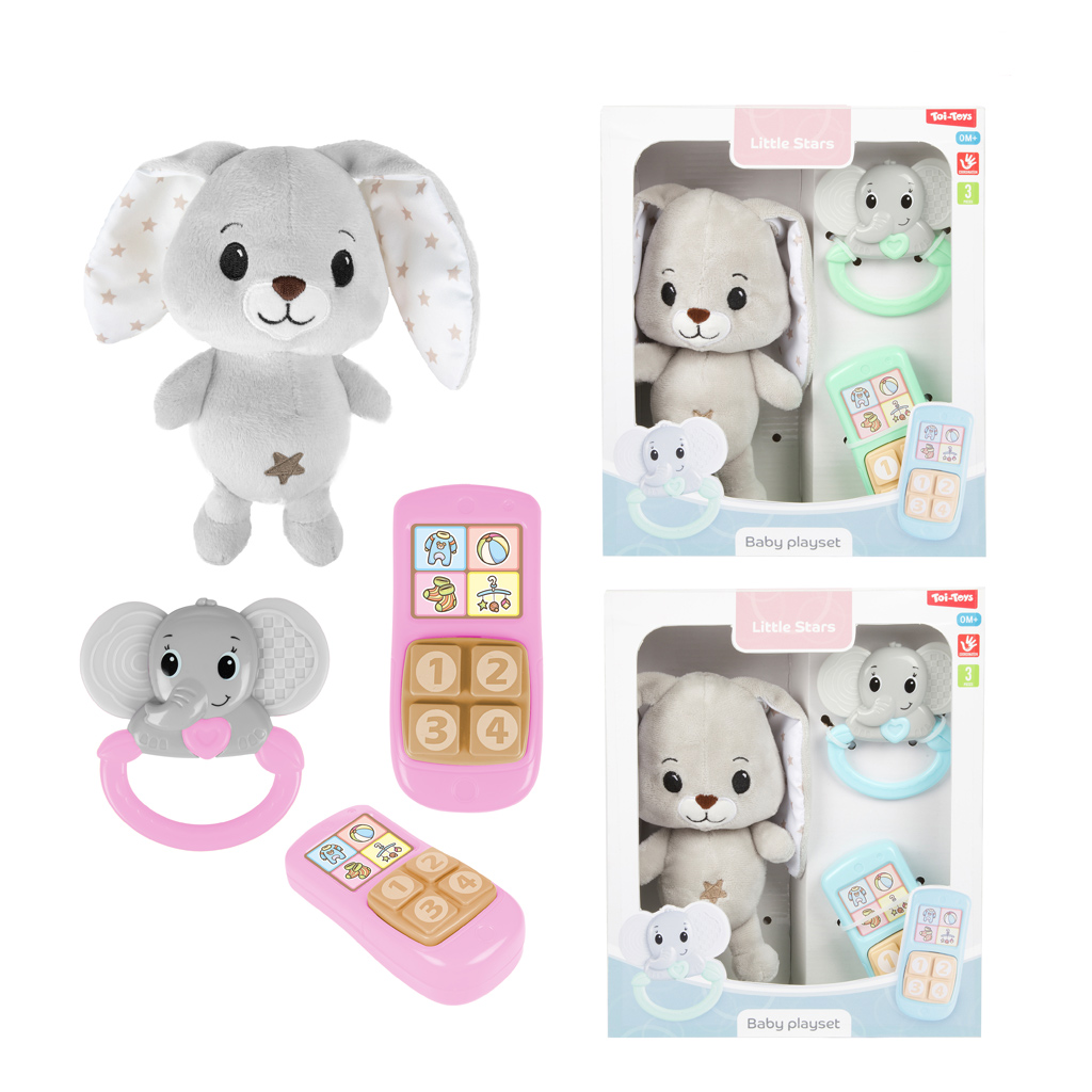 imagen de Conejito de peluche Little Stars con sonajero y teléfono en varias versiones 1ud 1