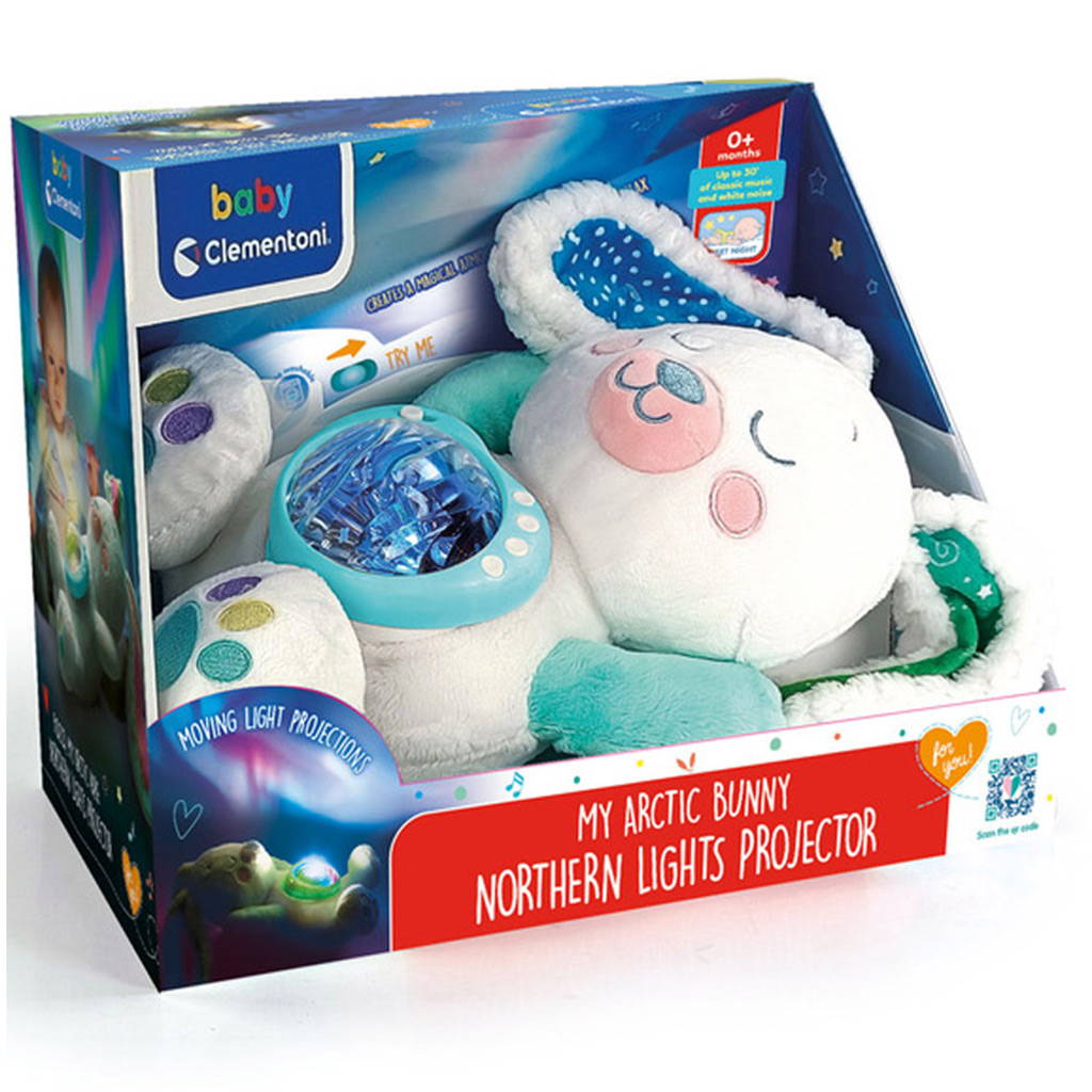 imagen de Conejito de peluche proyector de auroras boreales - Clementoni baby 1