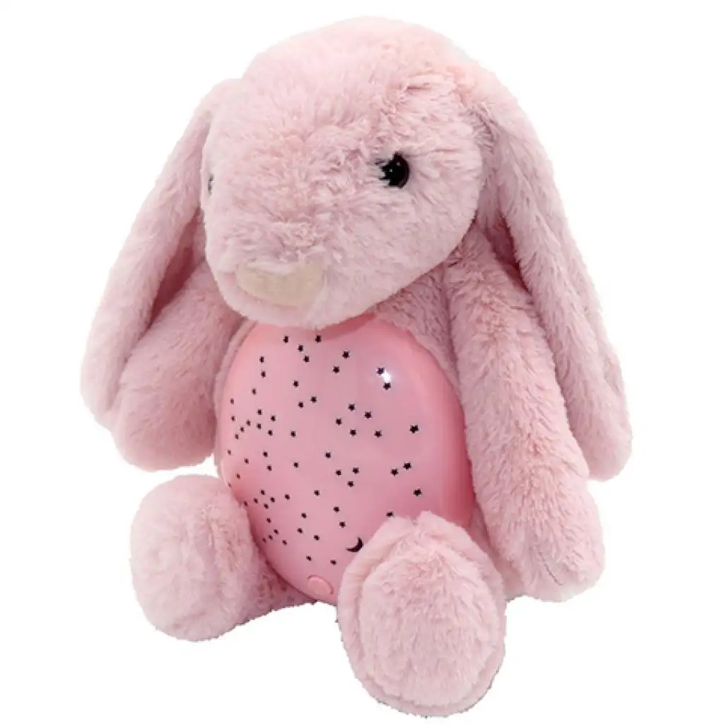 imagen de Conejito de peluche proyector rosa 25x27x19cm 2