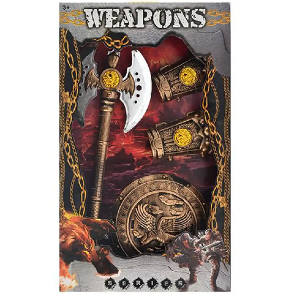 imagen de Conjunto de 4 piezas de hacha medieval con escudo y protector de mano 1