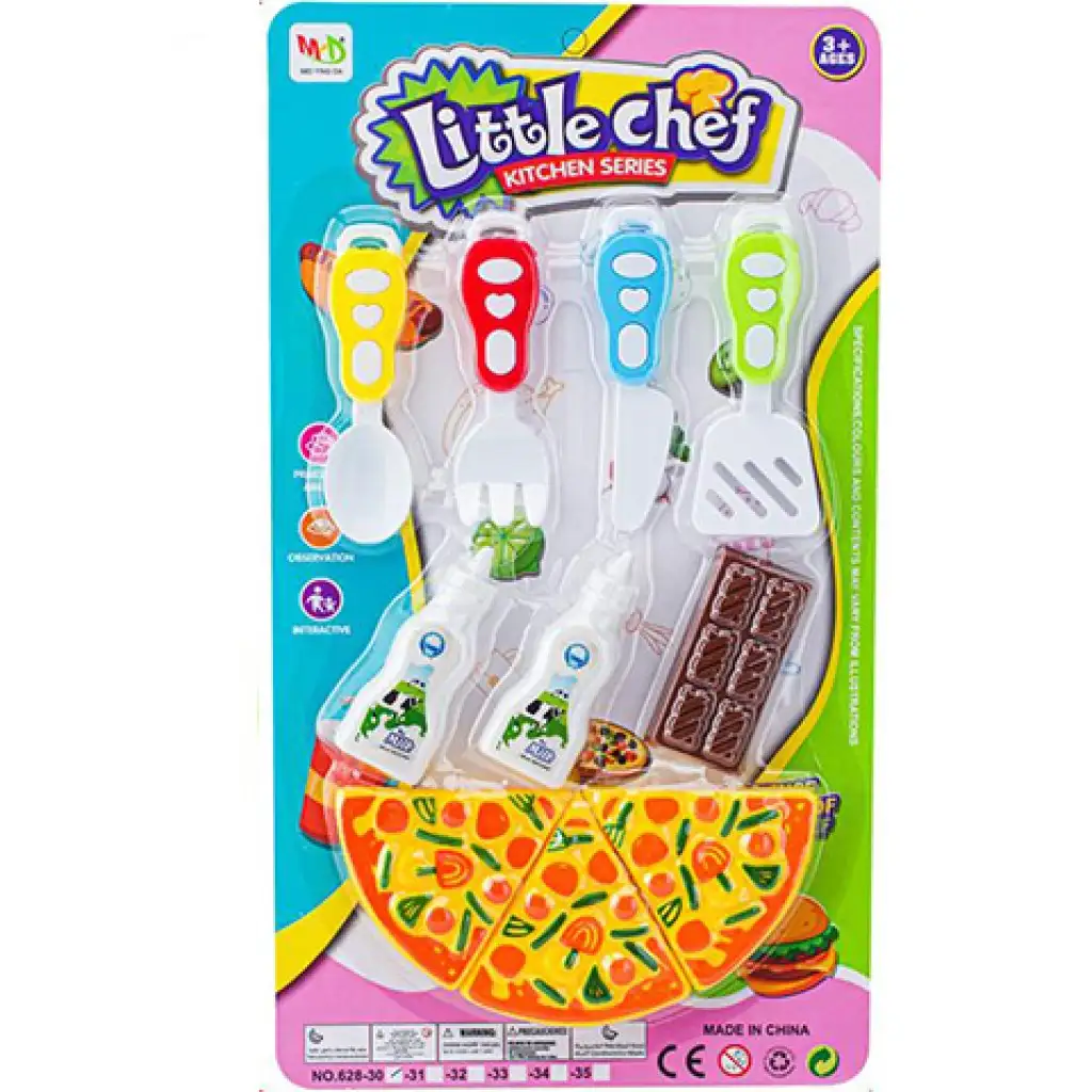 imagen de Conjunto de alimentos Little Chef con pizza y utensilios 1