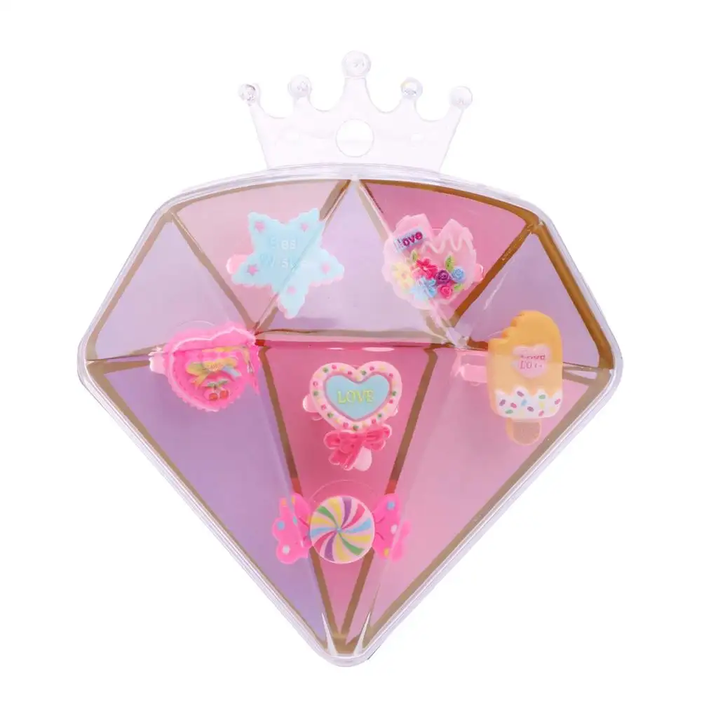 imagen de Conjunto de anillos de dulces en varias versiones en caja en forma de diamante 1ud 1