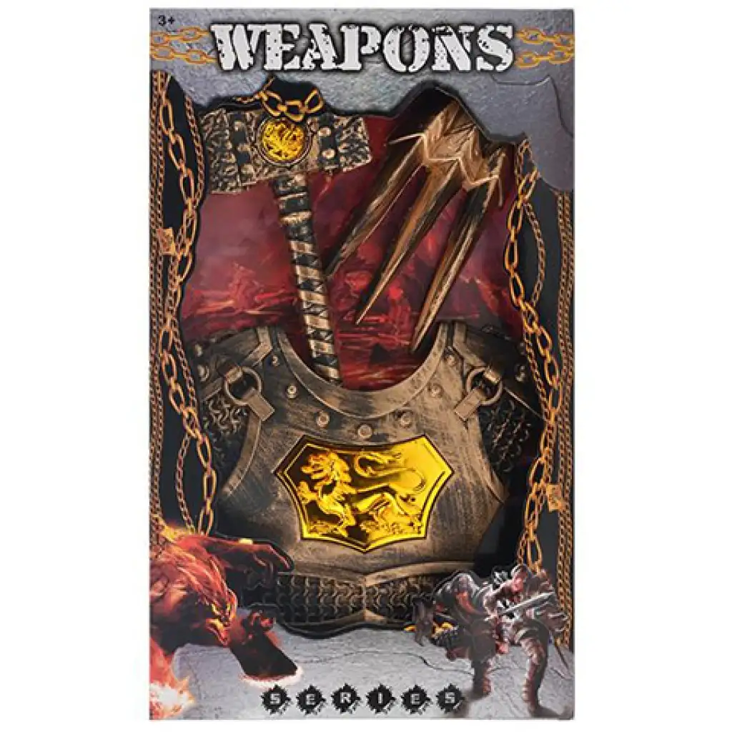 imagen de Conjunto de armadura medieval con martillo y guantelete de garras de 3 piezas 1