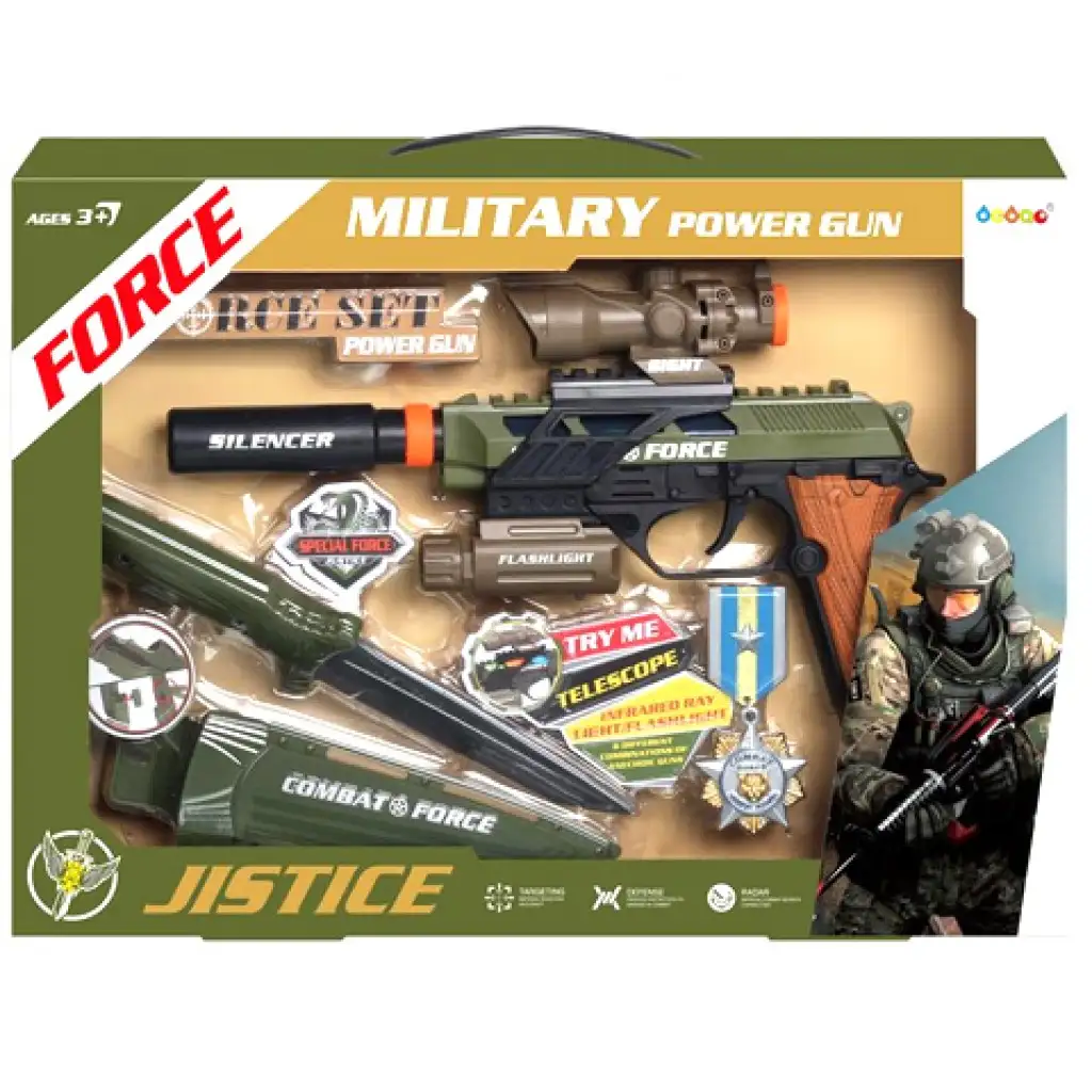imagen de Conjunto de armas militares verdes con luz y sonido 1