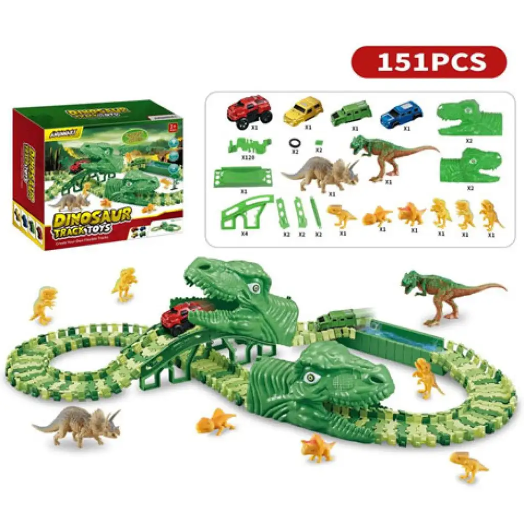 imagen de Conjunto de autopista de parque de aventuras de dinosaurios de 151 piezas 1