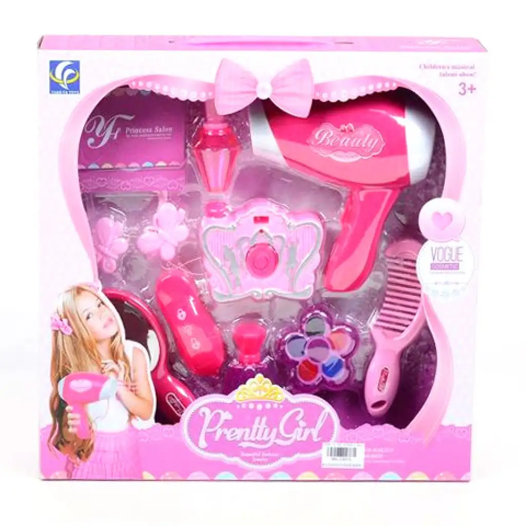imagen de Conjunto de Belleza Pretty Girl con secador de pelo y maquillaje 1